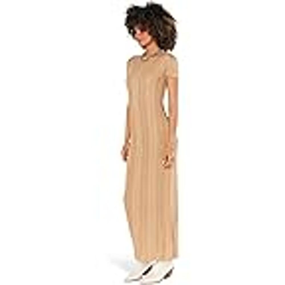 #1 SHOW ME YOUR MUMU NWT Valleta Short Sleeve Midi Dress Gold Shimmer Knit 2X